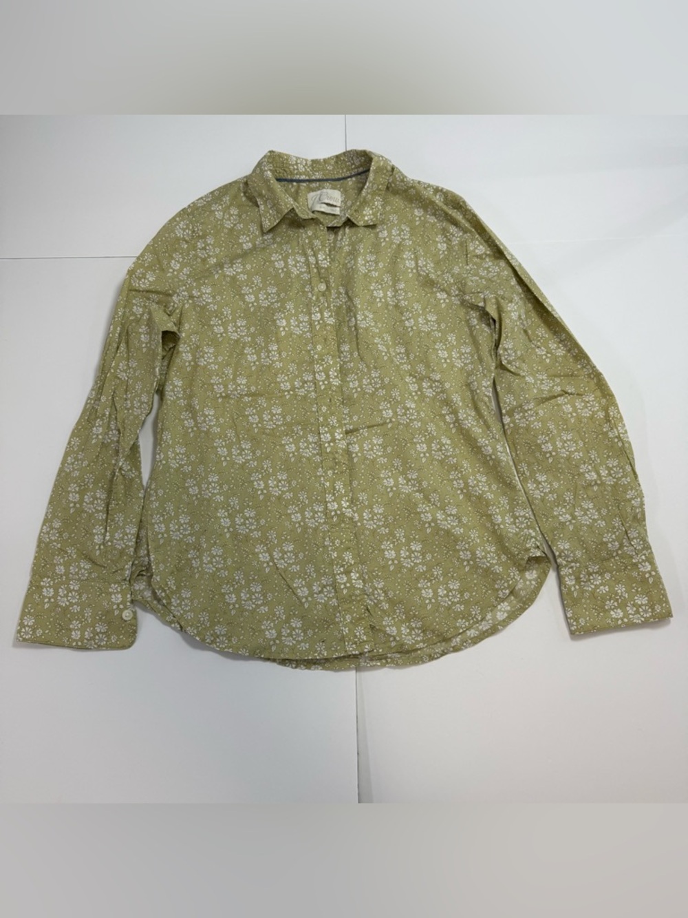 J. Crew Olive Green Floral Button-Down Shirt size S